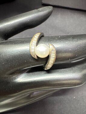 Vintage Sterling Silver & Pearl Wrap Ring Size 9 Elegant Statement Jewelry For W